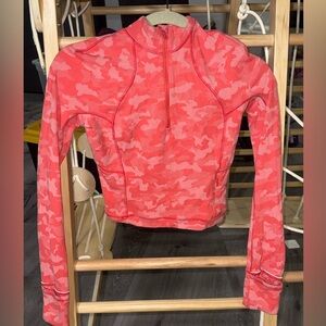 lululemon athletica Pink Camo Long Sleeve Half-Zip Top